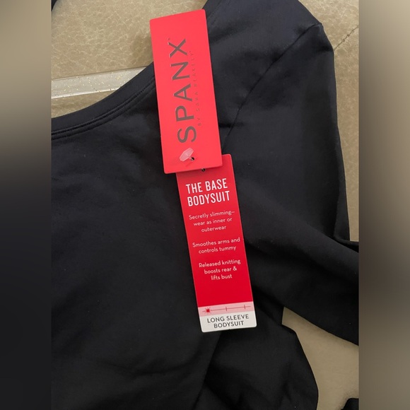 NWT Spanx The Base Long Sleeve Bodysuit in Black Size M - Picture 5 of 7